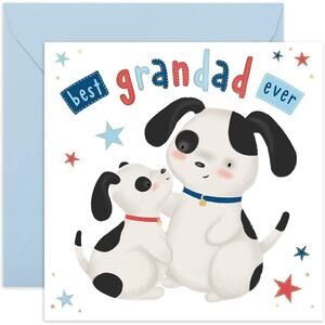 Cute Birthday Card for Grandad, Adorable Puppy Design, Father's Day for Grandpa
